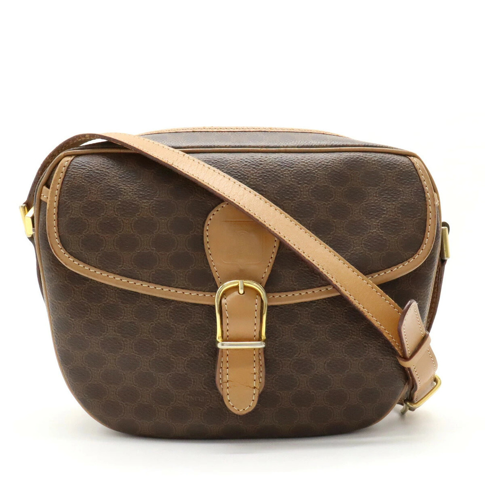 Celine Macadam Crossbody leather dark brown